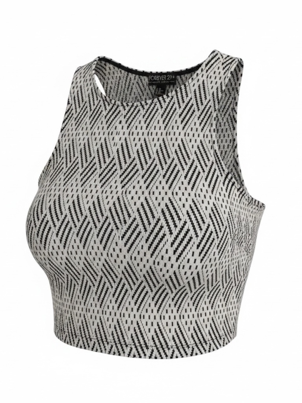 Forever 21 Black & White Patterned Crop Tank Top